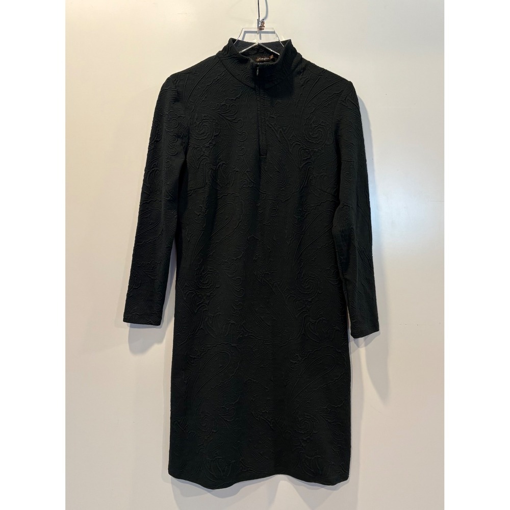 J‎ McLaughlin Dark Green Textured Long Sleeve Shift Dress Womens Size Large